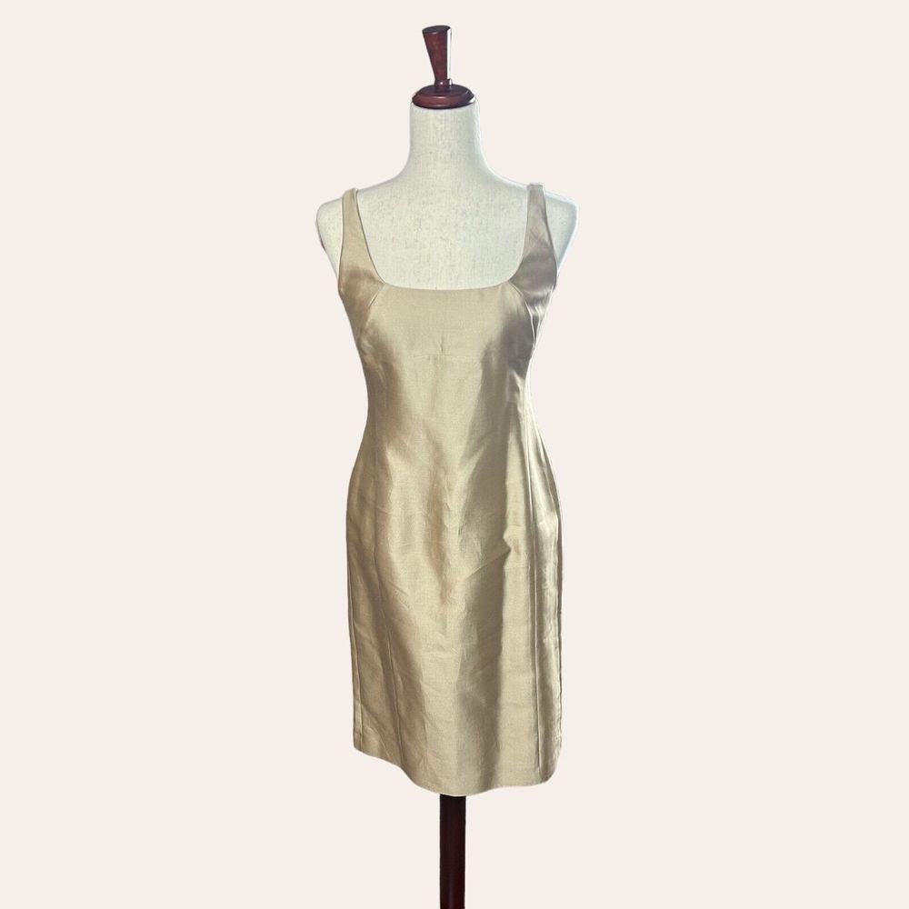 Talbots NWT Silk Blend Champagne Gold Classic Sleeveless Dress Size 4 90s Y2k